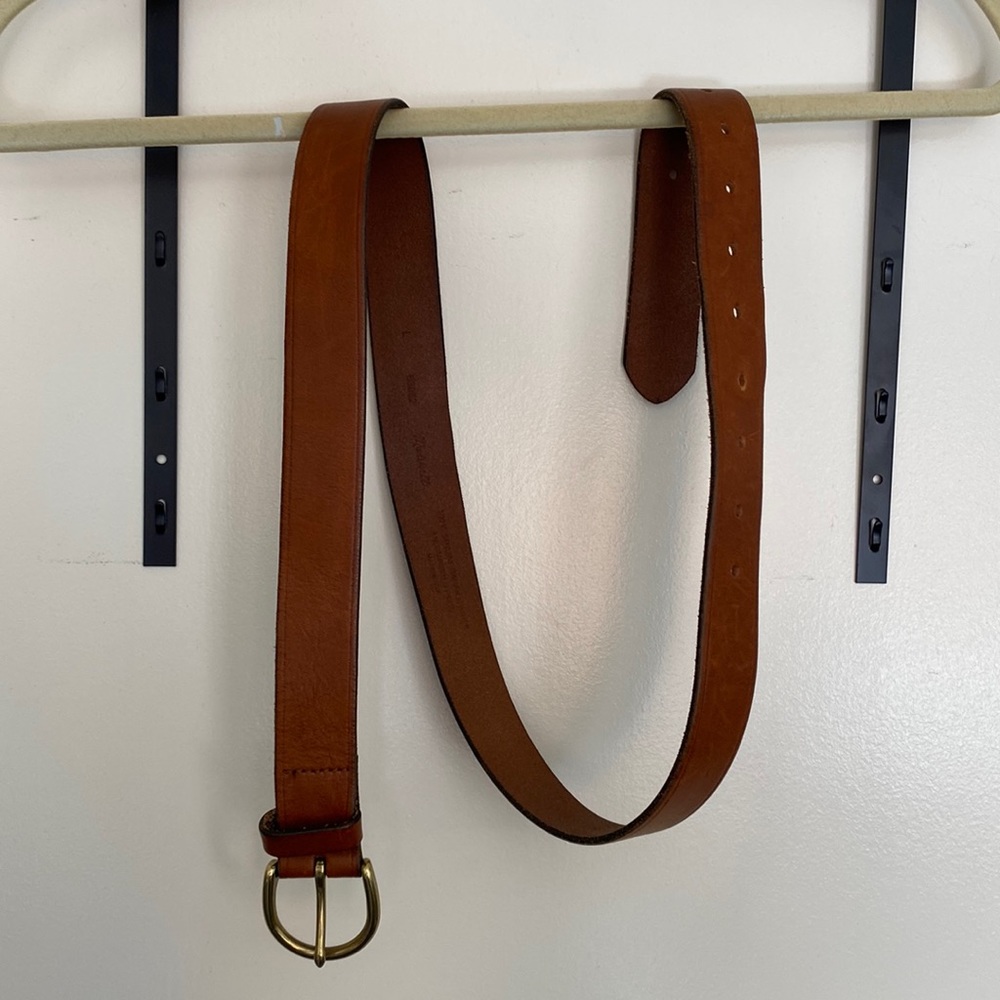 Madewell Perfect Leather Belt brown with gold buckle